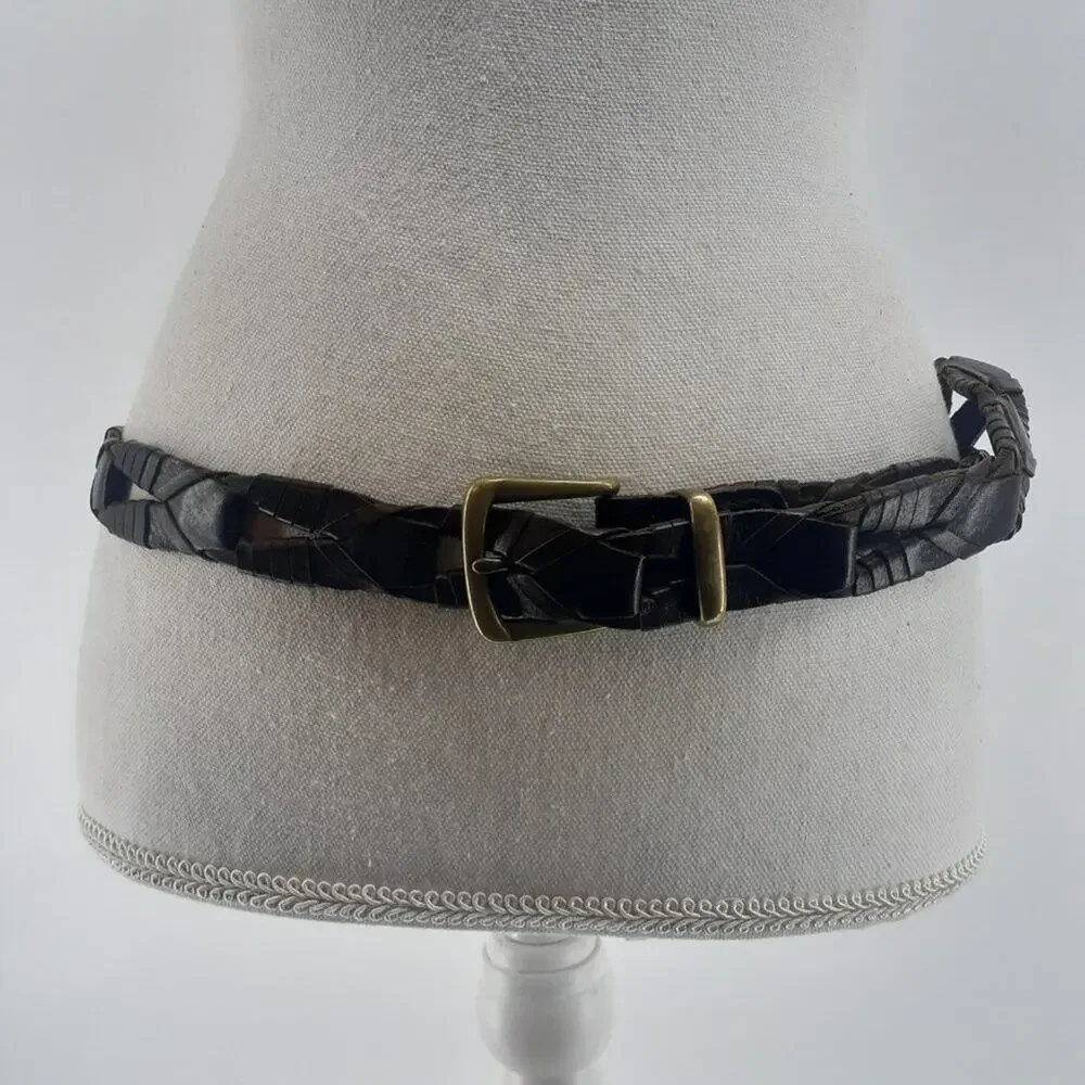 Fossil Men's Genuine Leather Links Gold Tone Buckle Solid Brass Single Prong